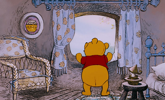 Winnie the Pooh looking through the window