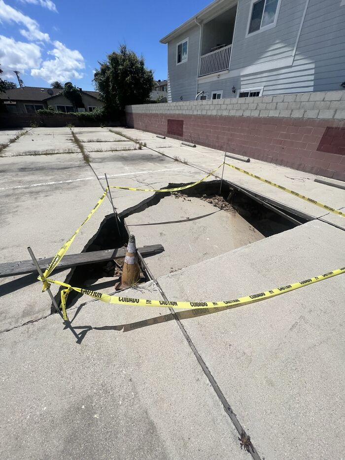 We Were Called Out To Do An Assessment Of A Growing Sinkhole. You Can See A Huge Portion Of The Slab Failed Due To The Collapse Of The Supporting Dirt Beneath It. New Fear Unlocked. Sinkholes Can Form Gradually Over Time Or Suddenly Without Warning. If You Notice A Sinkhole On Or Near Your Property It Is Important To Seek Professional Assistance To Assess The Situation And Prevent Any Potential Damage