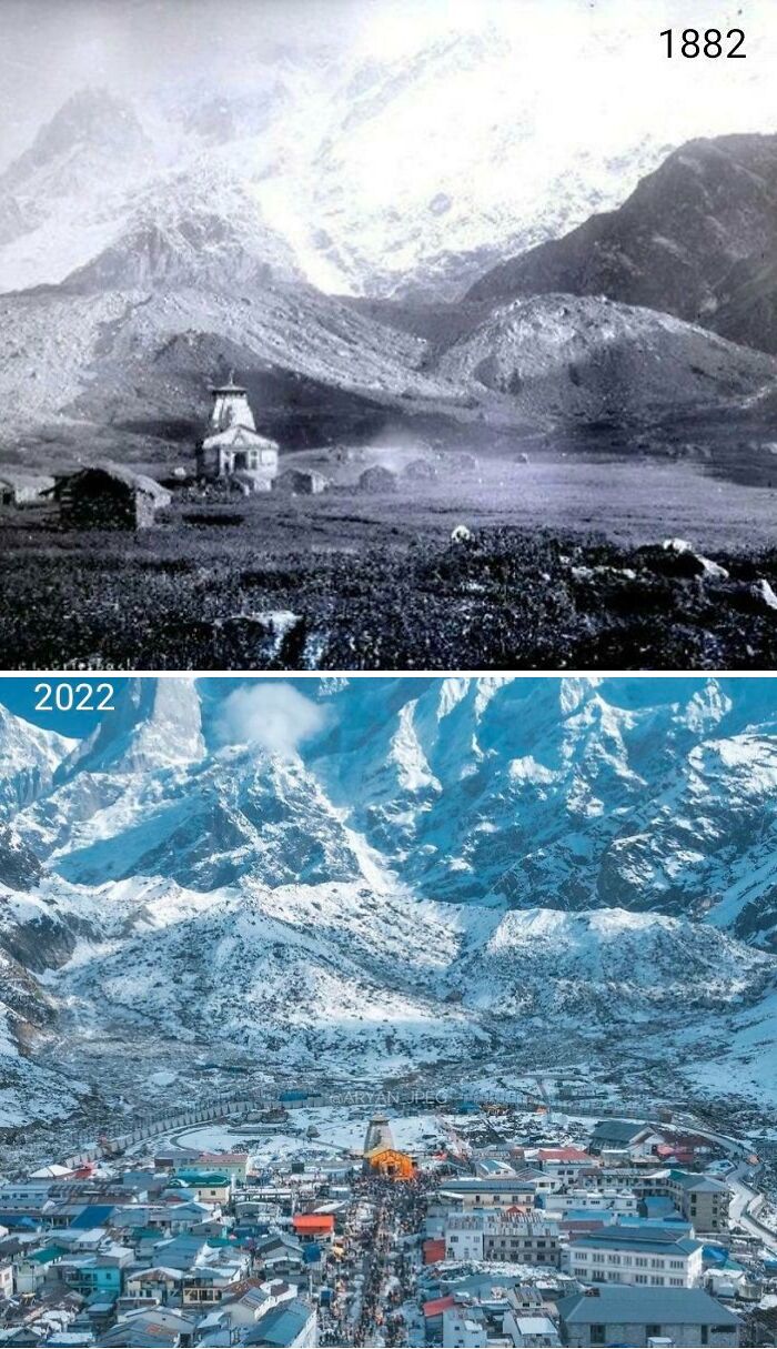 Kedarnath Temple, Rudraprayag, Uttarakhand, India. Photos From 1882 And 2022