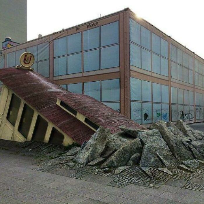 The Entrance To Frankfurt Subway Station Looks Like A Crash