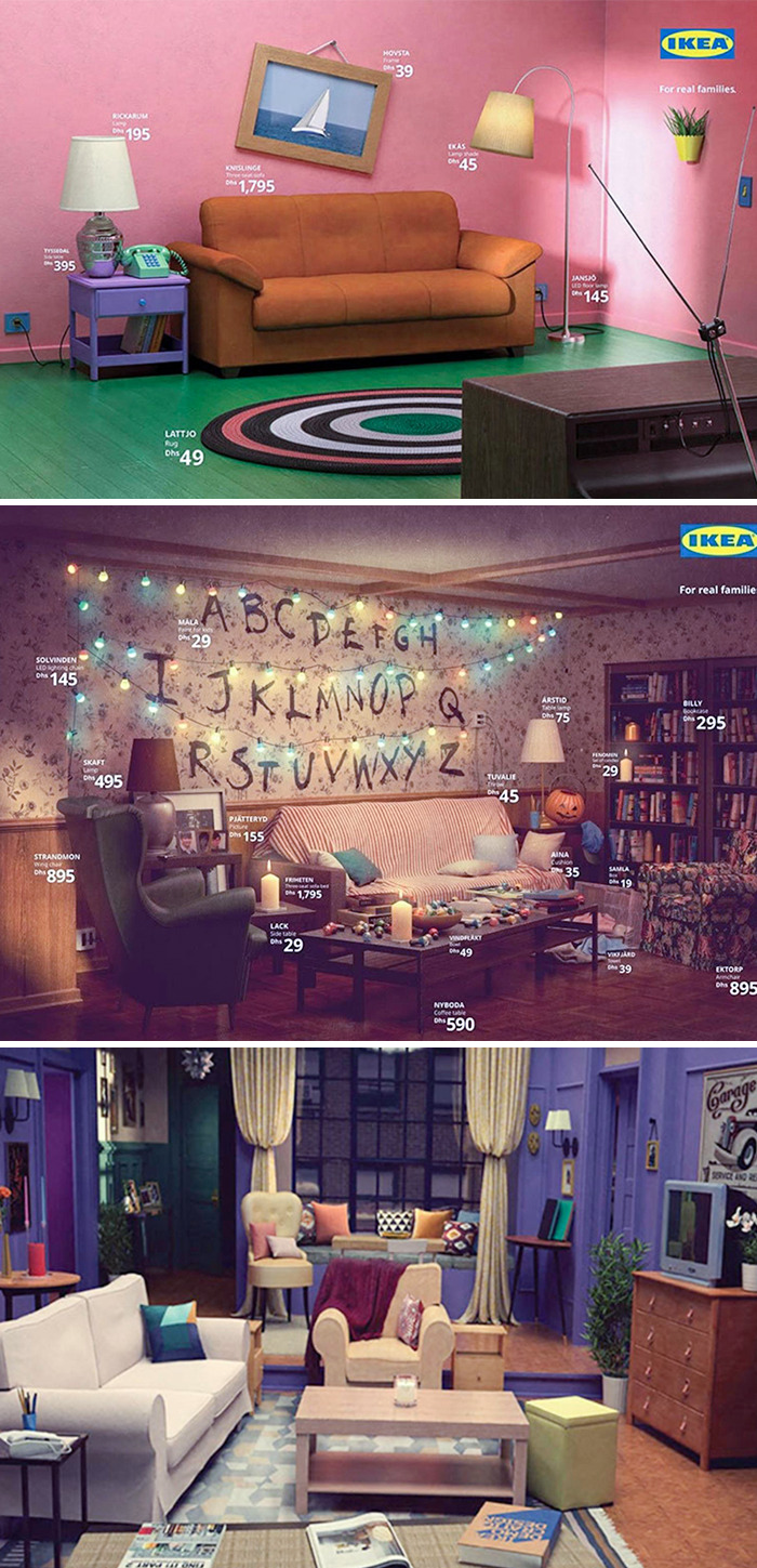 These Ads By IKEA Recreating Living Rooms From "The Simpsons", "Stranger Things" And "Friends"