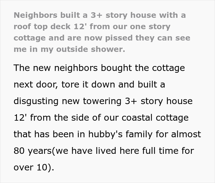 Entitled Family Builds Massive House, Are Now Upset About “Accidentally” Peeping On Neighbors