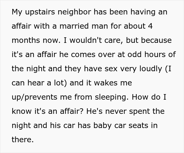 Guy Tells Wife About Her Husband’s Affair Because It Was Interrupting His Sleep