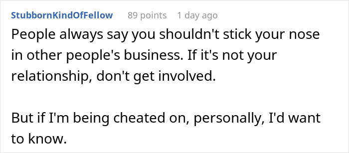 Guy Tells Wife About Her Husband’s Affair Because It Was Interrupting His Sleep