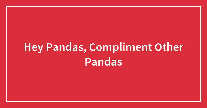 Hey Pandas, Compliment Other Pandas