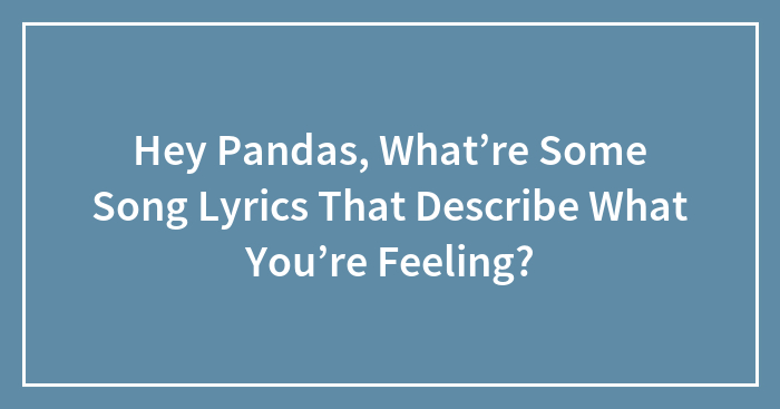 Hey Pandas, What’re Some Song Lyrics That Describe What You’re Feeling? (Closed)