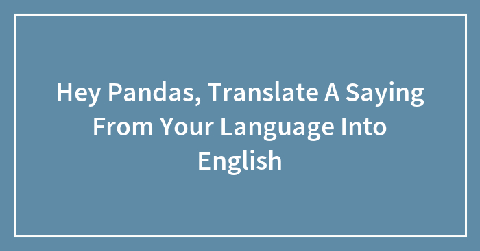 Hey Pandas, Translate A Saying From Your Language Into English (Closed)