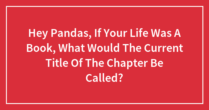 Hey Pandas, If Your Life Was A Book, What Would The Current Title Of The Chapter Be Called? (Closed)