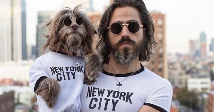 Human-Animal Doppelgangers: 50 Captivating Photographs Of A “Dog Dad” And His Pup Companion In Matching Outfits (New Pics)