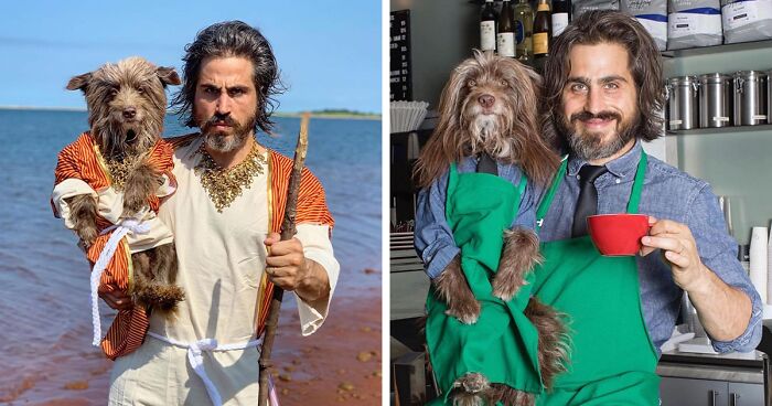 Human-Animal Doppelgangers: 30 Captivating Photographs Of A “Dog Dad” And His Pup Companion In Matching Outfits (New Pics)