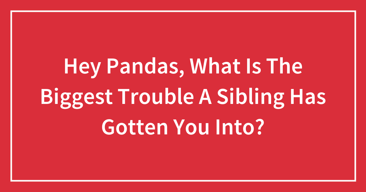 Hey Pandas, What Is The Biggest Trouble A Sibling Has Gotten You Into ...