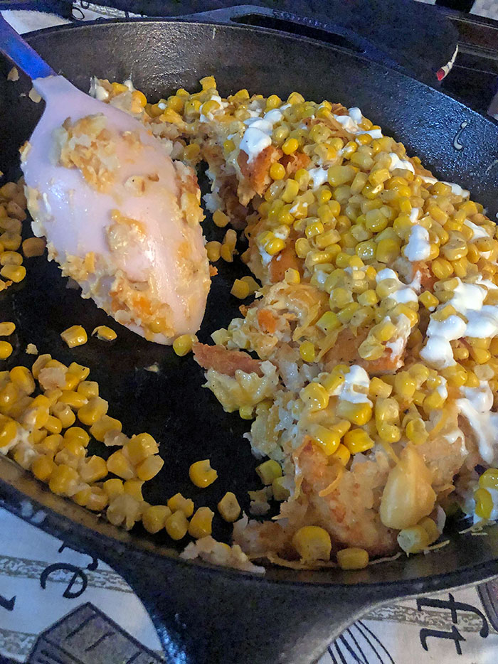 6-Month-Pregnant Wife's Diaries. Purdue Spicy Chicken Cutlets, Frozen Hashbrown Patties, Corn, Sour Cream And A Cheese Sauce