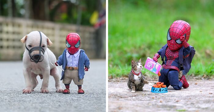 Baby Spidey Loves Spending Time With Animals, According To This Artist (52 New Pics)