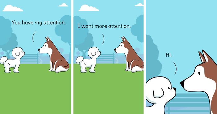 I Turned A Tragic Romance Into Humorous Comics About A Couple Of Dogs (52 Pics)