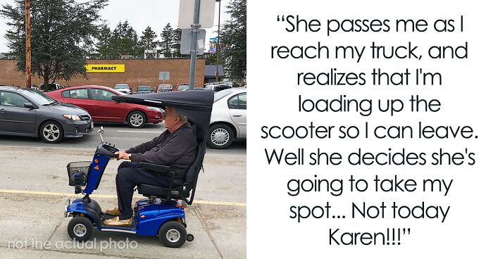 In A Packed Parking Lot, Karen Blocks Disabled Vet With A Mobility Scooter And Loses A Spot