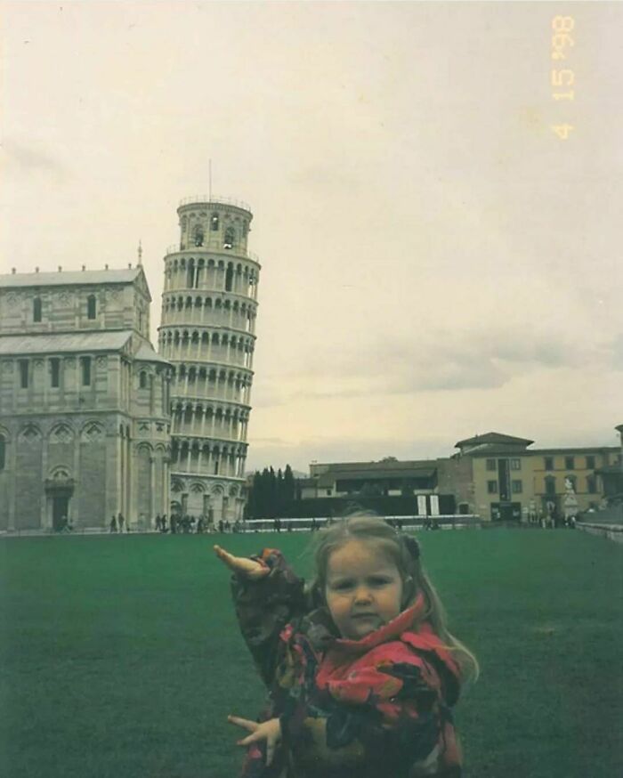 Young Girl At The Tower Of Pisa In Italy, April 1998