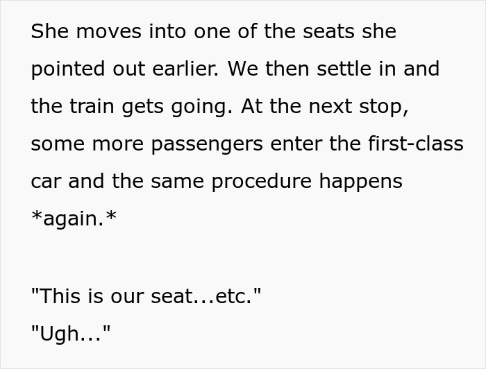 Spouses Upset Seeing A Random Karen In Their Booked 1st Class Train Seats And Refusing To Move