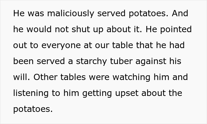 Woman 'Fixes' Best Man's Problem Of Being Served Potatoes, Simply Grabs Them Off His Plate