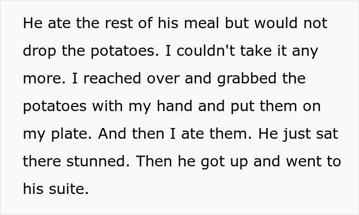 Woman 'Fixes' Best Man's Problem Of Being Served Potatoes, Simply Grabs Them Off His Plate