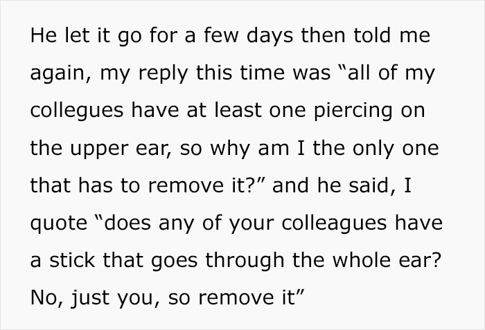 Employee Maliciously Complies With Boss' Stupid "No Piercings" Rule, Setting Him Off For Months