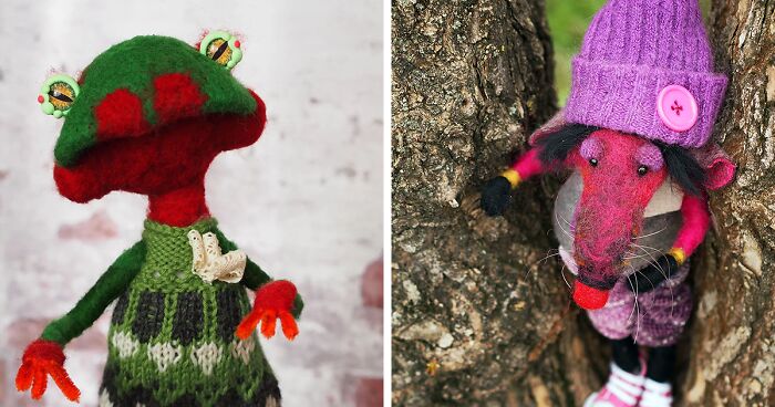 My 32 Felted Dolls With Handmade Clothes And A Pair Of Sneakers