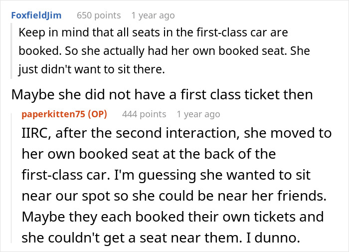 Spouses Upset Seeing A Random Karen In Their Booked 1st Class Train Seats And Refusing To Move