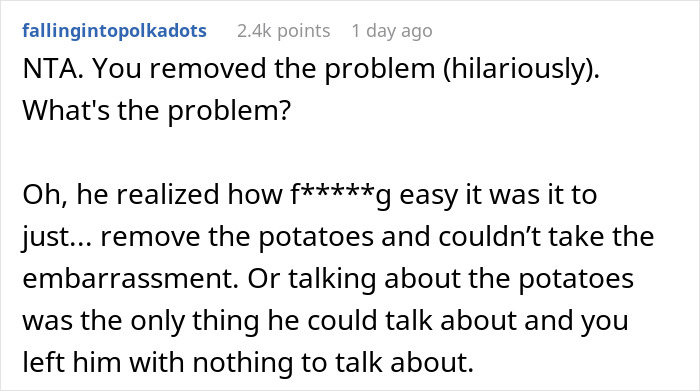 Woman 'Fixes' Best Man's Problem Of Being Served Potatoes, Simply Grabs Them Off His Plate