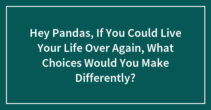 Hey Pandas, If You Could Live Your Life Over Again, What Choices Would You Make Differently? (Closed)