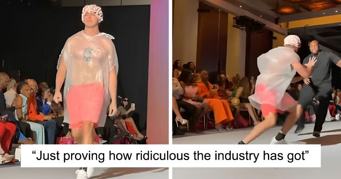 Prankster Crashes New York Fashion Week’s Catwalk Wearing A Trashbag And No One Notices