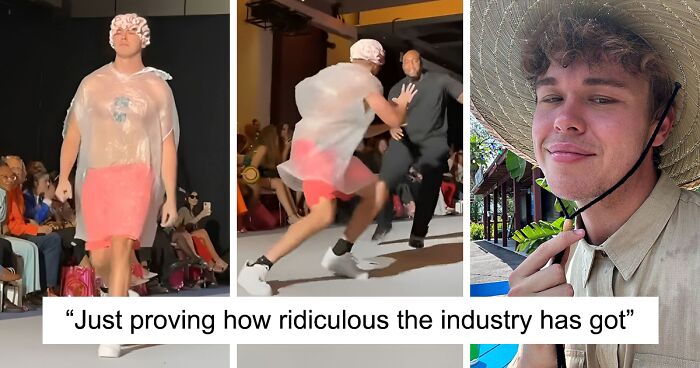 “That’s Not Garbage But Garbagé”: Fashion Week Impostor Goes Viral As He Catwalks Wearing A Trash Bag