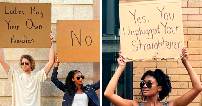 ‘Dudette With Sign’ Is Going Viral For Protesting Annoying Everyday Things With Funny Signs