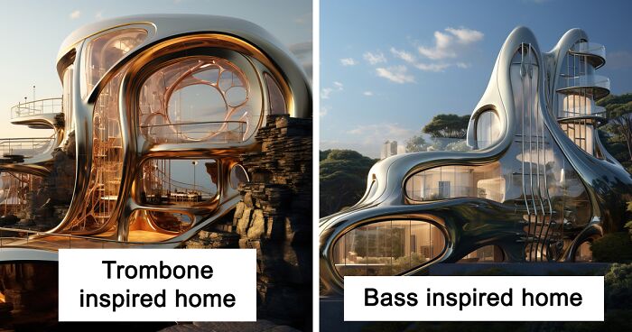 14 Homes That I Designed Inspired By The Characteristics Of Musical Instruments With The Help Of AI