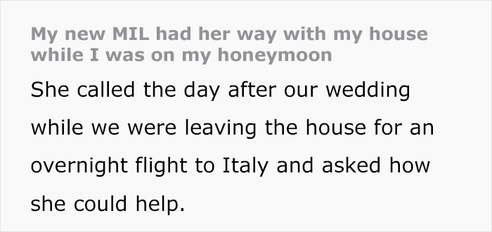 Woman Is Heartbroken After Returning From Her Honeymoon To Find Her MIL Rearranged Her Home