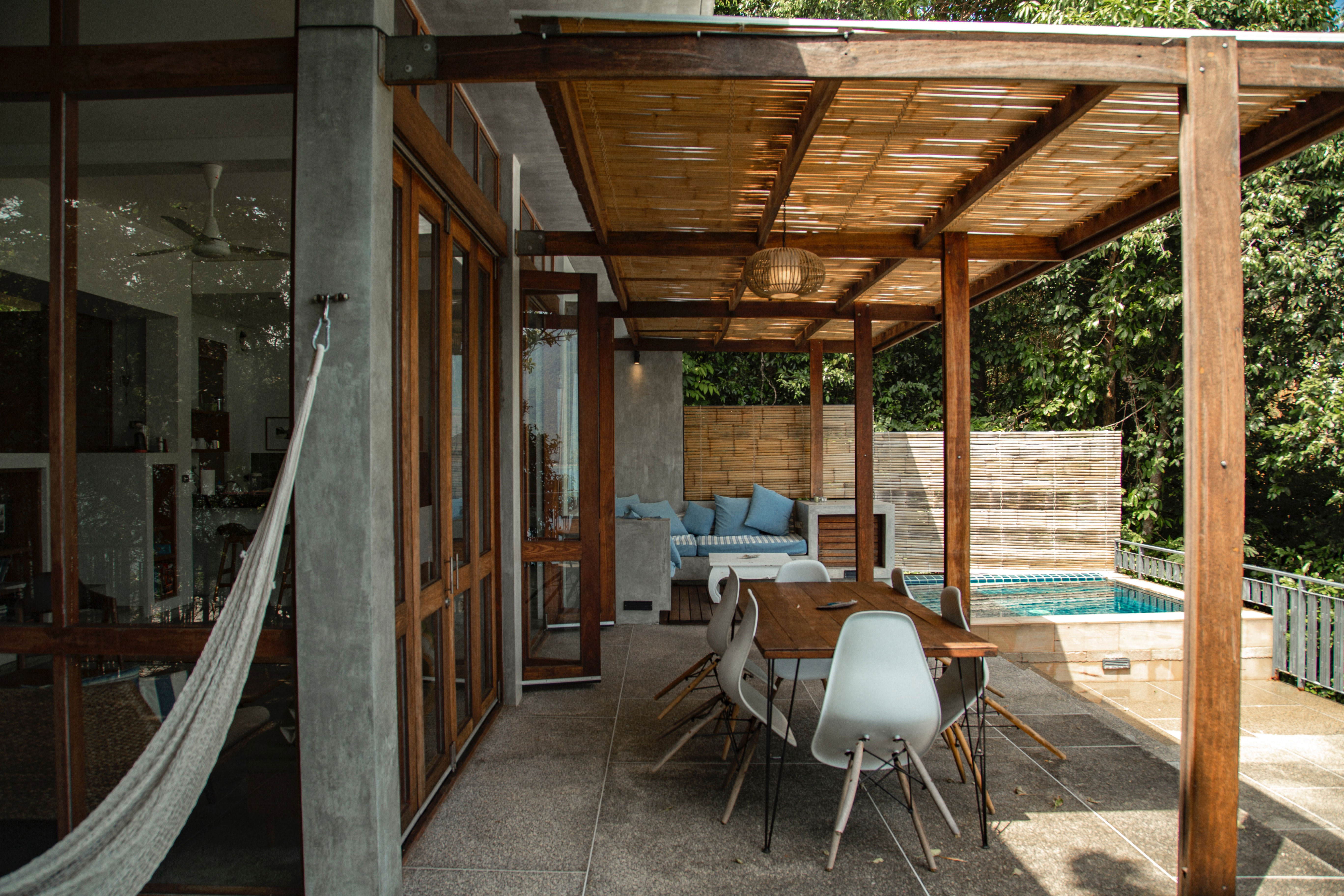 terrace of villa with swimming pool