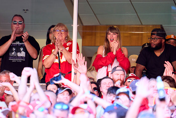 Taylor Swift Attends Chiefs Game With Travis Kelce's Mom Amid Dating Rumors