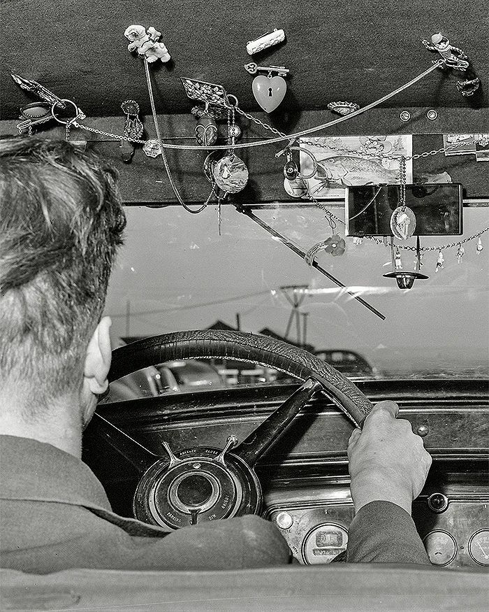 Trinkets In Migrant Agricultural Worker's Automobile. Wilder, Idaho, November 1941