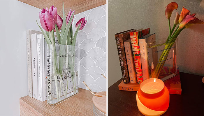 Puransen Literary Bloom: Acrylic Clear Book Flower Vase - 'Novel' Décor That 'Pages' A Tribute To Floral Finesse, Livening Up Your Livable Space!