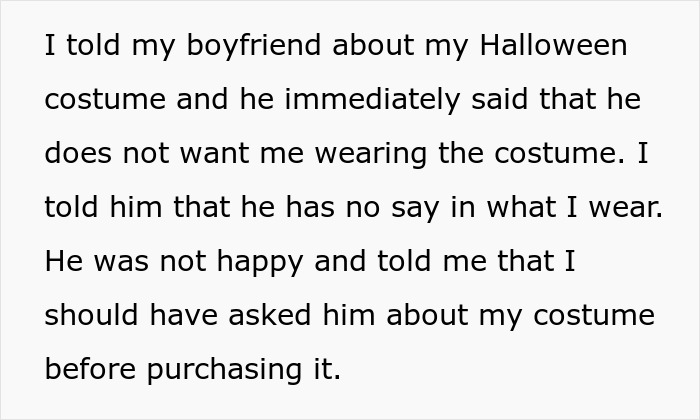 Woman Wonders If She's Wrong For Dismissing Her Boyfriend's Worries About Her Halloween Costume