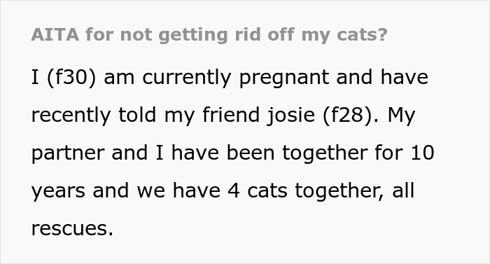 Woman Is Disappointed Friend Won’t Get Rid Of Her Cats Now That She’s Pregnant To Protect Her Baby