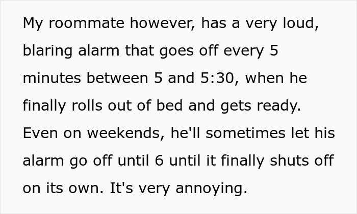 Woman Maliciously Gets Up And Starts Her Day After Roommate's First 5AM Alarm As Petty Revenge