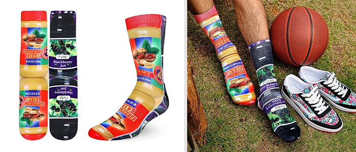 3D Printed Patterned Peanut Butter And Jelly Socks - Your Go-To Choice For Bringing A Smile To Your Sock Drawer!