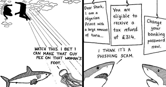 68 New Comics That Depict The Snarky Conversations Between Sharks And Other Aquatic Life