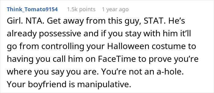 Woman Wonders If She's Wrong For Dismissing Her Boyfriend's Worries About Her Halloween Costume