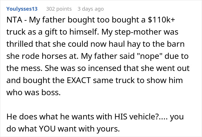 Husband Upset Wife Won’t Give Him Her Car Despite Not Letting Her Drive His Beloved Truck