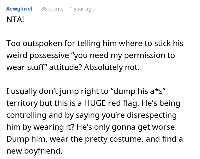 Woman Wonders If She's Wrong For Dismissing Her Boyfriend's Worries About Her Halloween Costume