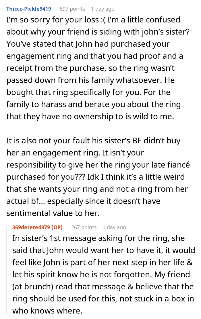 Family Begs Their Deceased Son’s Fiancé To Return Their Family “Heirloom”, She Ends Up Going To Court