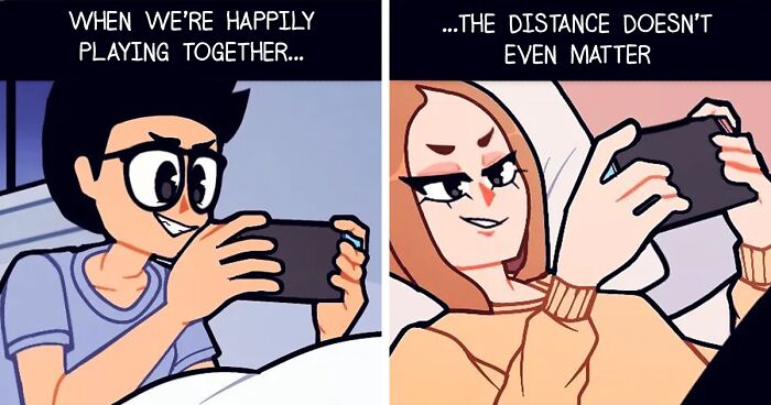 Miles Apart: 70 Illustrations Of Long-Distance Relationship Moments This Artist Has With Her BF