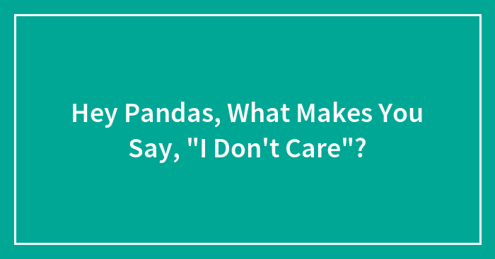 Hey Pandas, What Makes You Say, “I Don’t Care”?