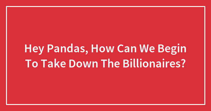 Hey Pandas, How Can We Begin To Take Down The Billionaires? (Closed)