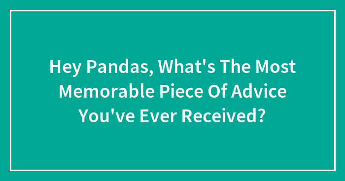 Hey Pandas, What’s The Most Memorable Piece Of Advice You’ve Ever Received? (Closed)